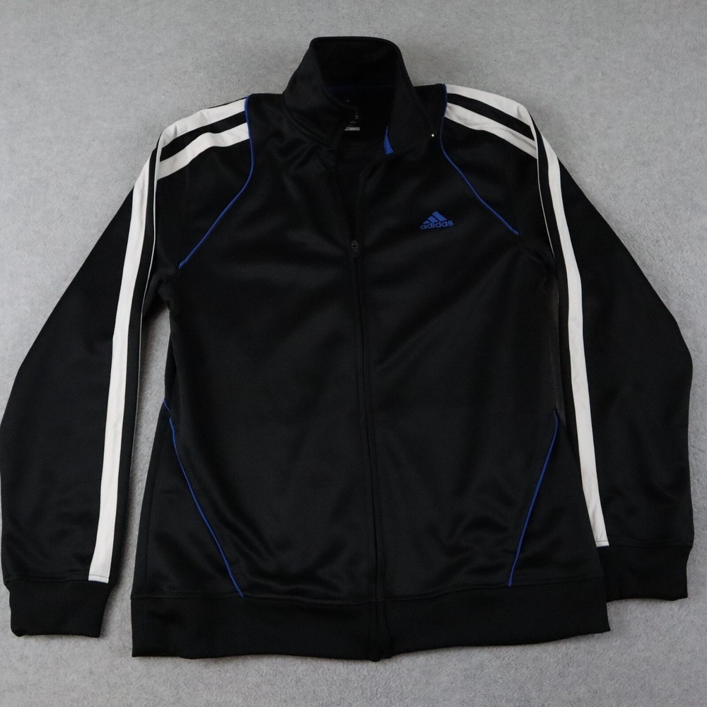 Adidas Jacket Mens Medium Climalite Full Zip Activewear Track‎ Mock Neck Black